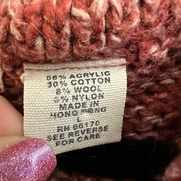 Sleeping On Snow Chunky Knit Red Hooded Cardigan Large Button Down Anthropologie - Picture 8 of 8